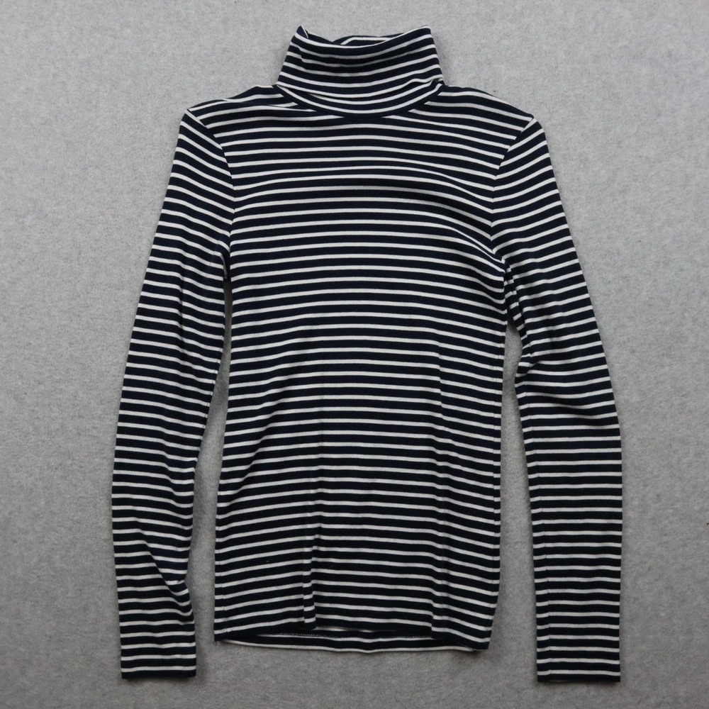 J Crew Mercantile Top Womens Small‎ Turtleneck Shirt Blue Striped Long Sleeve